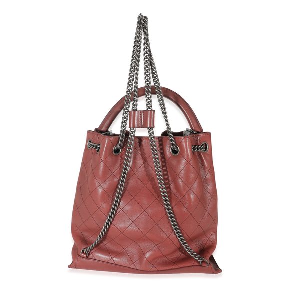 Chanel Burgundy Calfskin Stitched Medium Urban Luxury Drawstring Backpack - Picture 3 of 7